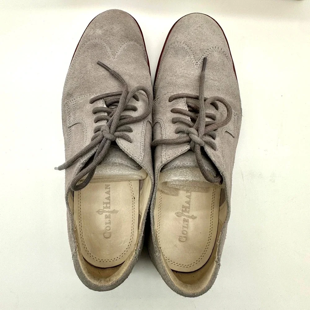 Cole Haan Air Jasper Wingtip‎ II Suede Shoes 10M – Gray/Red C11589 – With Box